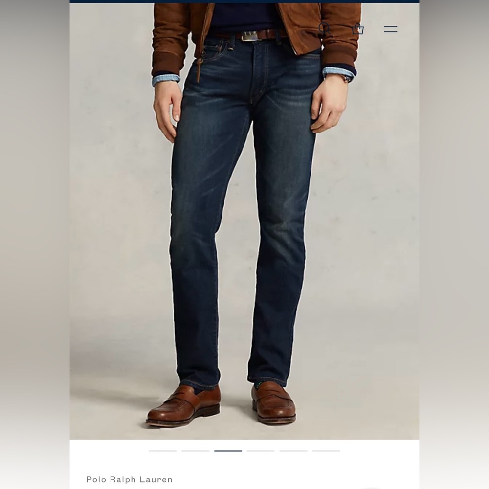 Polo Ralph Lauren Jeans Size 36x34 Men Blue Varick Slim Straight Denim Dark Wash